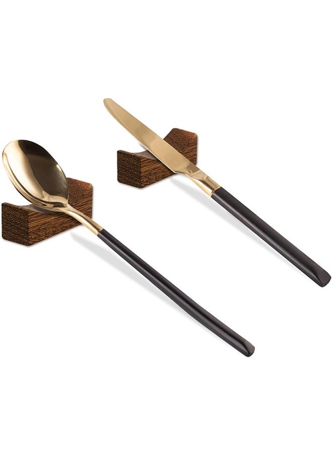 HY - 10 Pcs Wooden Chopstick Rests and Holders for Home, Hotel, Resta, urant Natural Premium Chopsticks Holders, Spoon Fork Knife Stand Rack Set - Image 1