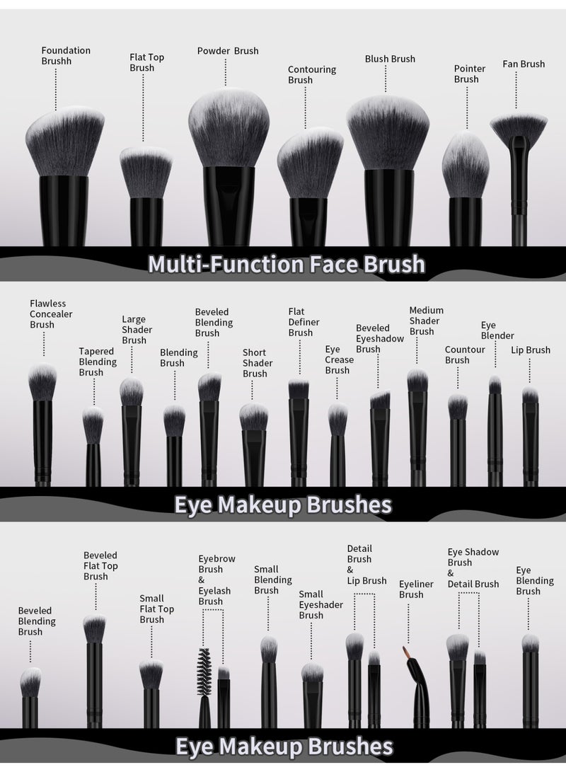 MAANGE 49Pcs Makeup Tool Set, Makeup Brush Sets- Including Blush Brush, Contour Brush, Foundation Brush, Concealer Brush, Eye Shadow Brus, Makeup Sponge,Beauty Egg and Powder Puff Beauty Tool - Image 4