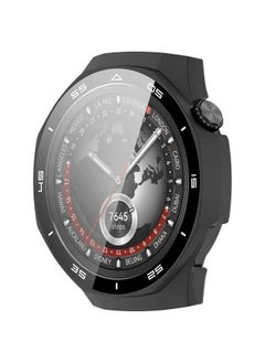 سجيت حافظة صلبة من PC لجهاز Huawei Watch GT5 Pro بحجم 46 مم مع واقي شاشة زجاجي مقسى متوافق مع غطاء واقي لحافة الحماية وطبقة فيلم حساسة للمس (أسود)  - Image 4