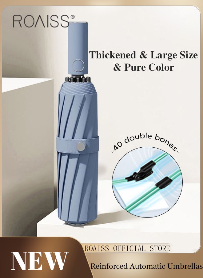 roaiss Unisex Full Automatic Umbrella Rain and Shine Dual Use Large Reinforced Thickened Portable Arc Umbrella for UV Protection Strong Rain Resistant and Windproof Parasol  - Image 1