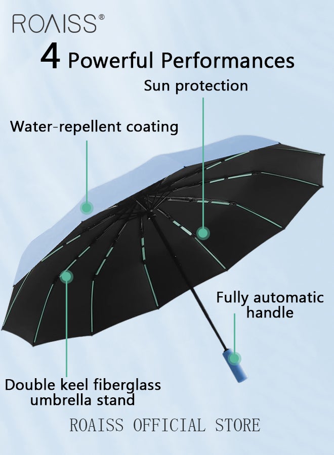 roaiss Unisex Full Automatic Umbrella Rain and Shine Dual Use Large Reinforced Thickened Portable Arc Umbrella for UV Protection Strong Rain Resistant and Windproof Parasol  - Image 3