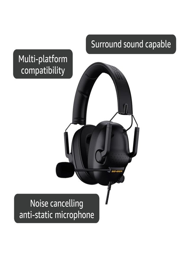 SENZER SG500 Surround Sound Pro Gaming Headset with Noise Cancelling Microphone - Soft Memory Foam Padding - Portable Foldable Headphones for PC, PS4, PS5, Xbox One, Switch - Black - Image 4