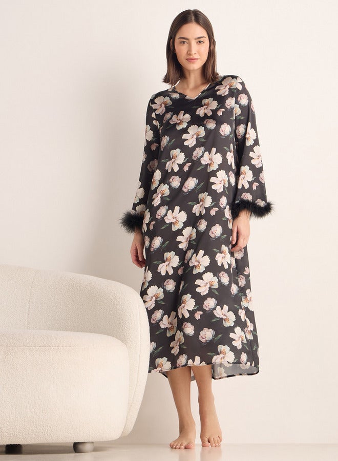 Splash FAV Floral Print Satin Night Dress - Image 1