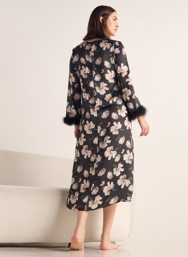 Splash FAV Floral Print Satin Night Dress - Image 3