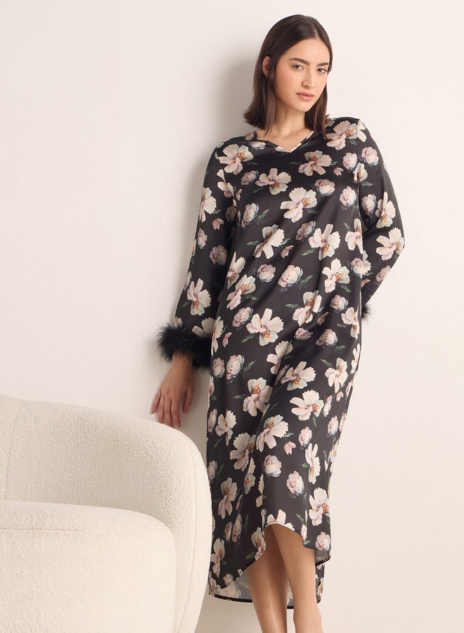Splash FAV Floral Print Satin Night Dress - Image 2