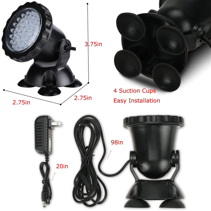 ZHGSERVU Pond Lights Underwater Fountain Light 3.5W Color Changing Submersible Spotlight with 36-LED Bulbs Underwater Light Waterproof IP68 Pool Light for Pond Aqaurium Garden Fish Tank - Image 2