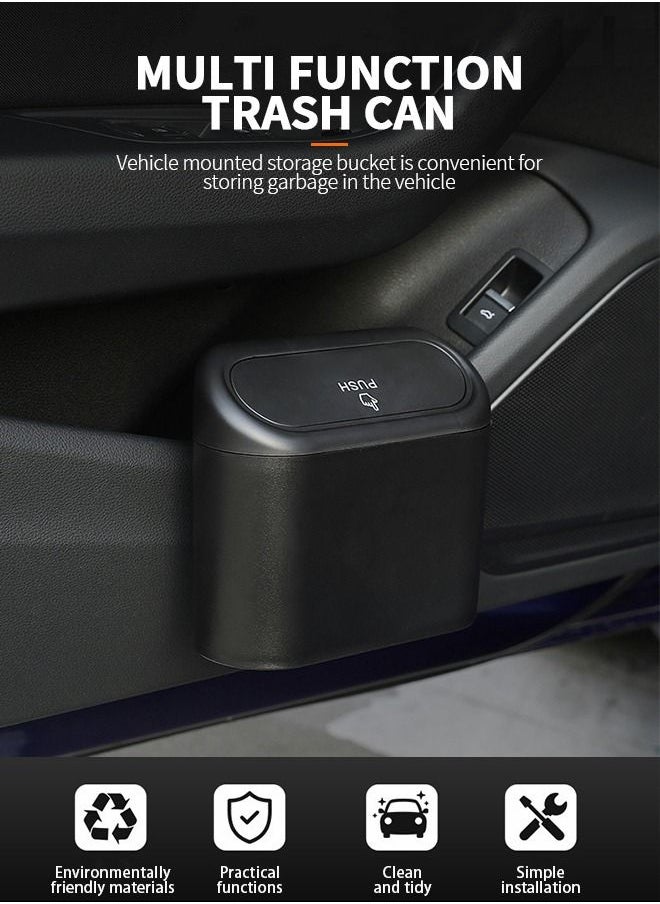 GROIC - 2pcs Car Trash Can with Lid,Mini Auto Dustbin Garbage Organizer with Two Roll Plastic Trash Bag, Automotive Garbage Container Bin for Vehicle, Home, Office,Vehicle Accessories - Image 1