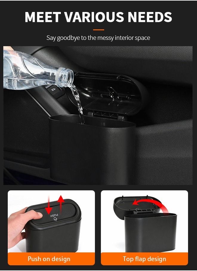 GROIC - 2pcs Car Trash Can with Lid,Mini Auto Dustbin Garbage Organizer with Two Roll Plastic Trash Bag, Automotive Garbage Container Bin for Vehicle, Home, Office,Vehicle Accessories - Image 1