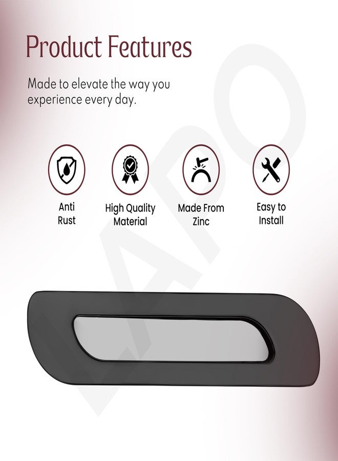 LAPO 6 Inch Slim Black Glossy Sliding Concealed Handle, Strong Hidden Pull Grip Ideal for Kitchen Cabinets, Vanity Units & Wardrobes, Durable Zinc Design (160mm, Pack of 3) - Image 3