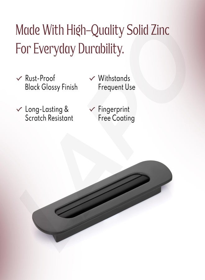 LAPO 6 Inch Slim Black Glossy Sliding Concealed Handle, Strong Hidden Pull Grip Ideal for Kitchen Cabinets, Vanity Units & Wardrobes, Durable Zinc Design (160mm, Pack of 3) - Image 5