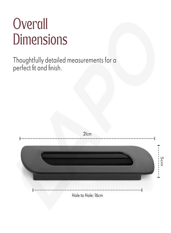 LAPO 6 Inch Slim Black Glossy Sliding Concealed Handle, Strong Hidden Pull Grip Ideal for Kitchen Cabinets, Vanity Units & Wardrobes, Durable Zinc Design (160mm, Pack of 3) - Image 2