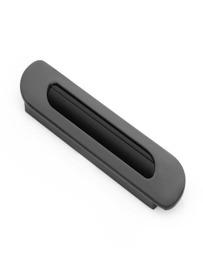 LAPO 6 Inch Slim Black Glossy Sliding Concealed Handle, Strong Hidden Pull Grip Ideal for Kitchen Cabinets, Vanity Units & Wardrobes, Durable Zinc Design (160mm, Pack of 3) - Image 1