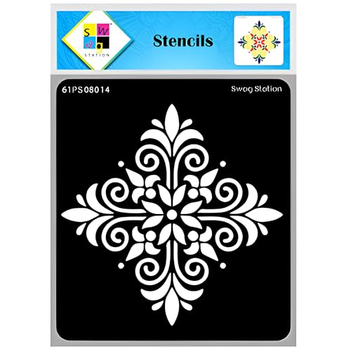 SWAGSTATION Stencil for Wall Painting Mandala Pattern Stencils Small (6"x6") Stencils Mandala Art - Stencils Template for Art and Craft - Mixed Media, Home Décor, DIY Albums, Card Making, Wall Décor - Image 1