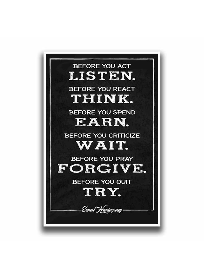 JSC 175 Ernest Hemingway Quote Poster | Motivational Poster | Inspirational Print | 18-Inches by 12-Inches | Premium 100lb Gloss Poster Paper - Image 4