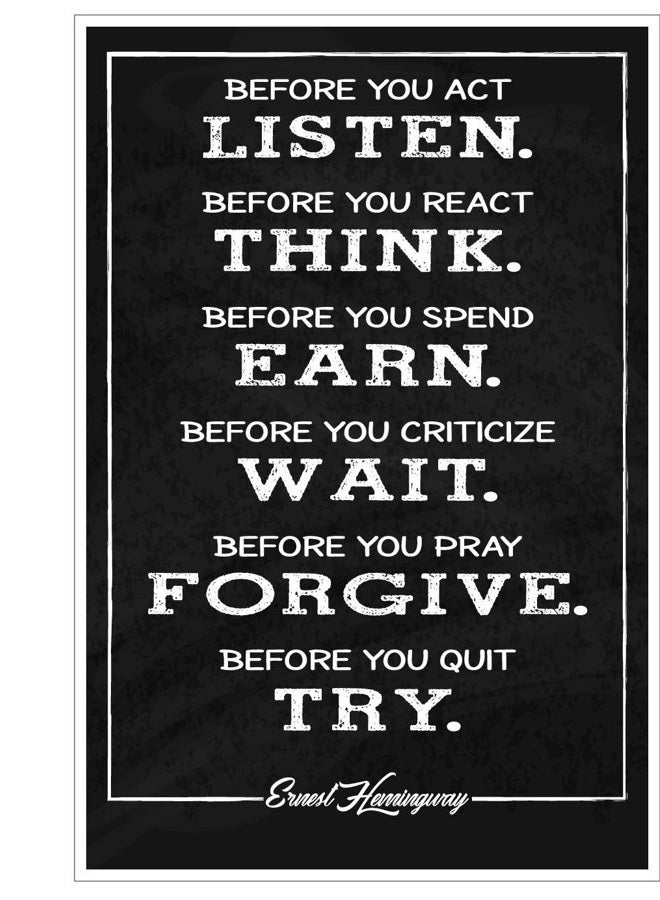 JSC 175 Ernest Hemingway Quote Poster | Motivational Poster | Inspirational Print | 18-Inches by 12-Inches | Premium 100lb Gloss Poster Paper - Image 1