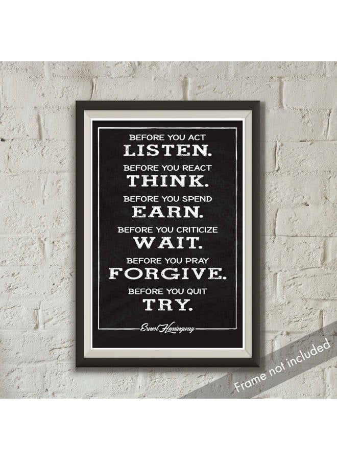 JSC 175 Ernest Hemingway Quote Poster | Motivational Poster | Inspirational Print | 18-Inches by 12-Inches | Premium 100lb Gloss Poster Paper - Image 3