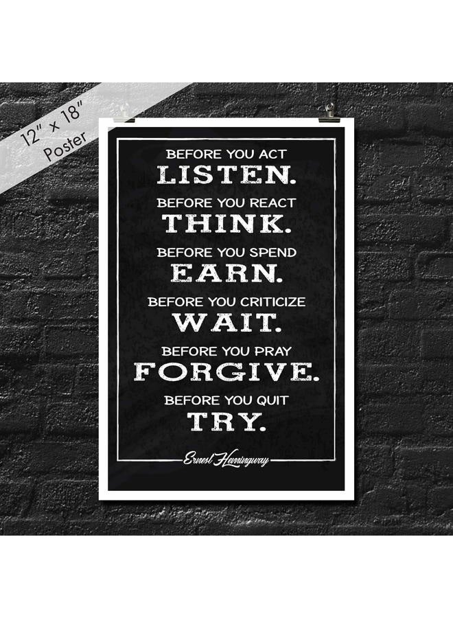 JSC 175 Ernest Hemingway Quote Poster | Motivational Poster | Inspirational Print | 18-Inches by 12-Inches | Premium 100lb Gloss Poster Paper - Image 2