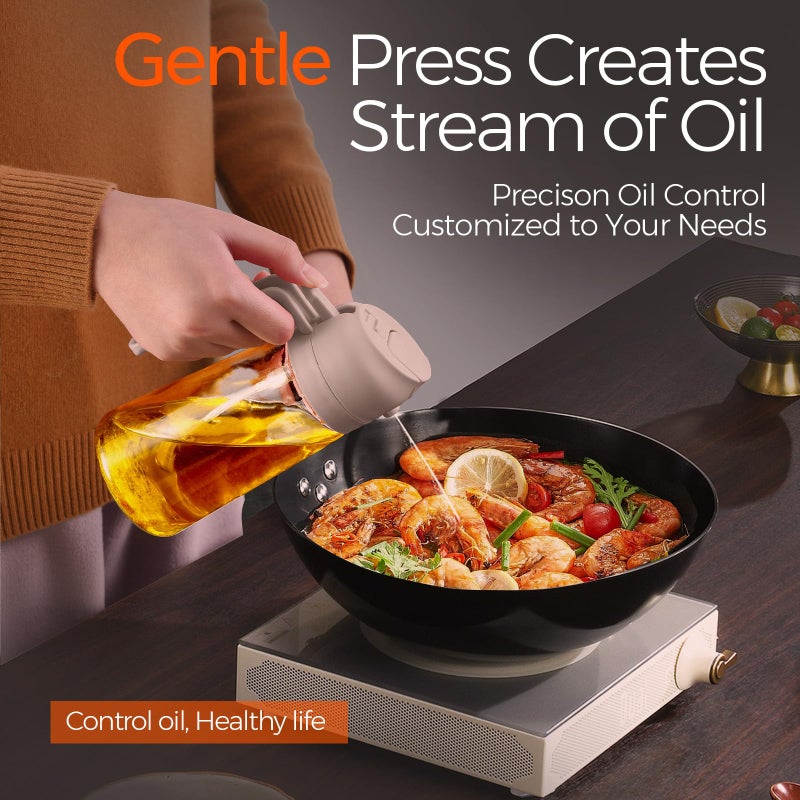 ‎YARRAMATE YARRAMATE 16oz/470ml Glass Olive Oil Sprayer for Cooking with Stickers, 2 in 1 Oil Dispenser for Kitchen Gadgets, Food Grade Premium Spray Bottle for Salad, Frying, BBQ (LotusRootPink) - Image 3