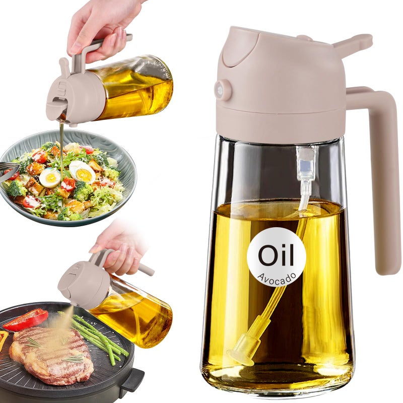 ‎YARRAMATE YARRAMATE 16oz/470ml Glass Olive Oil Sprayer for Cooking with Stickers, 2 in 1 Oil Dispenser for Kitchen Gadgets, Food Grade Premium Spray Bottle for Salad, Frying, BBQ (LotusRootPink) - Image 1