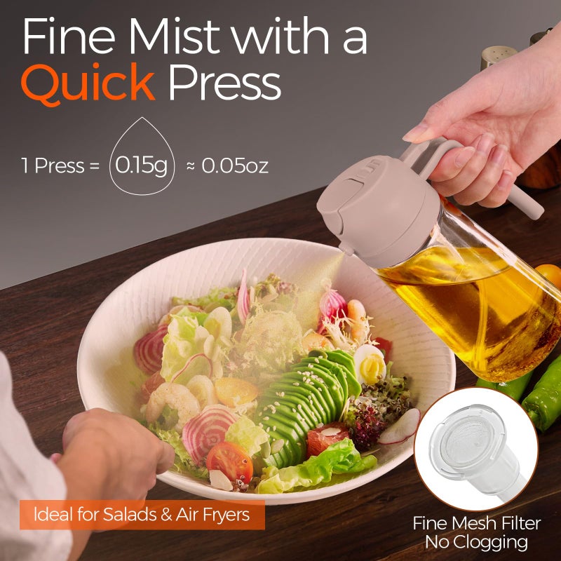 ‎YARRAMATE YARRAMATE 16oz/470ml Glass Olive Oil Sprayer for Cooking with Stickers, 2 in 1 Oil Dispenser for Kitchen Gadgets, Food Grade Premium Spray Bottle for Salad, Frying, BBQ (LotusRootPink) - Image 2