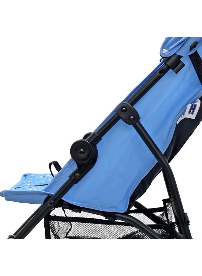 Nurtur Leo Travel Lightweight Stroller Pro – Compact Fold, Adjustable and removable Sun Canopy, Portable Buggy for Toddlers 6-36 Months, Easy Fold, Shopping Basket, 5 point Harness, Padded seat & Backrest, Swivel front wheels with lock  - Blue - Image 5