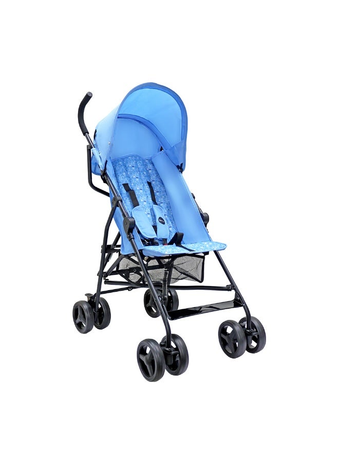 Nurtur Leo Travel Lightweight Stroller Pro – Compact Fold, Adjustable and removable Sun Canopy, Portable Buggy for Toddlers 6-36 Months, Easy Fold, Shopping Basket, 5 point Harness, Padded seat & Backrest, Swivel front wheels with lock  - Blue - Image 1