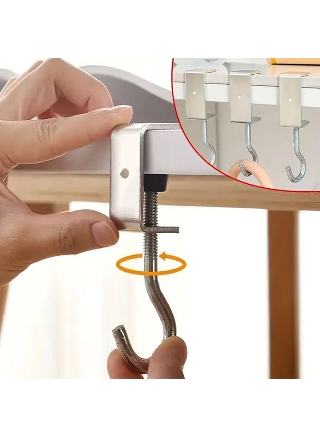 4 Pcs Adjustable Desktop Hook Universal Utility Desk Hook Punch Free Portable For School Bag Headphones - Image 2