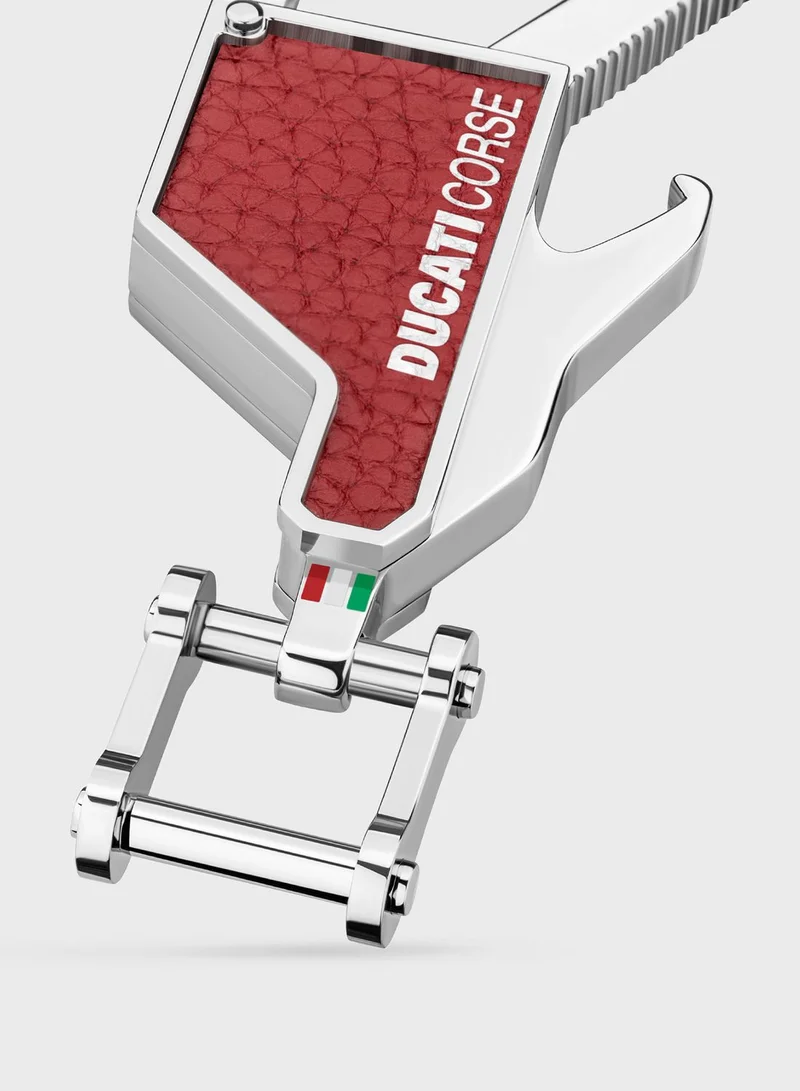 Ducati Tifoso Silver & Red Keyring