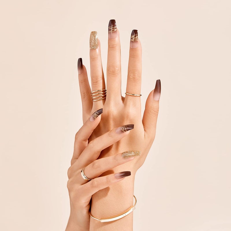 Gold Finger Gel Glam Design Nail GD18