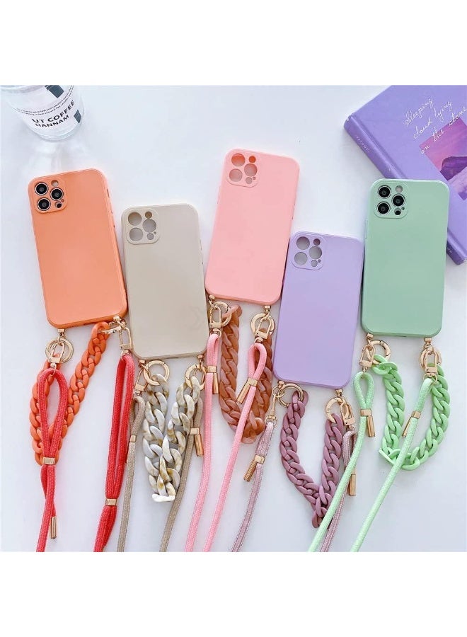 For New IPhone 15 Marble Amber Bracelet Necklace Lanyard Cover Adjustable Strap Chain Crossbody Lanyard Portable Pearl Mobile Phone Case (Black IPhone 15) - Image 3