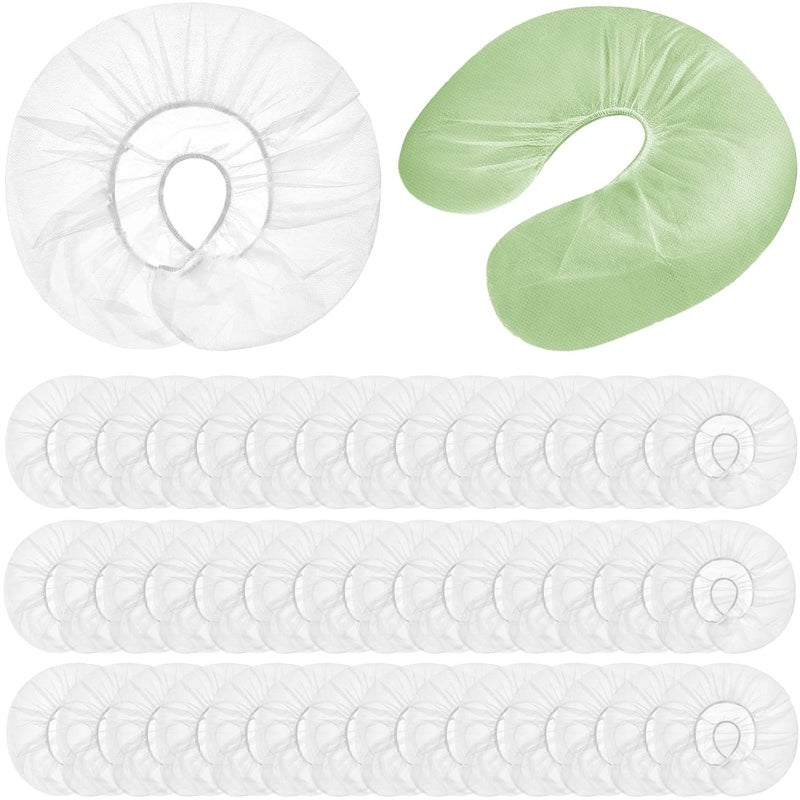 Jecery 200 Pcs Disposable Face Cradle Covers  White Massage Table Headrest Covers Fitted for Neck Pillows
