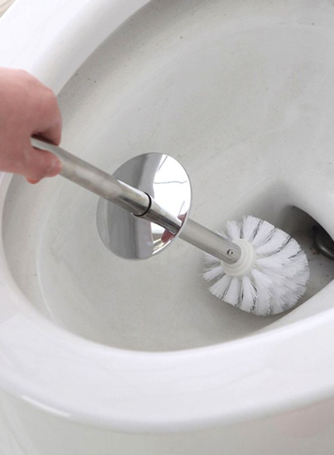 Portable Toilet Cleaning Brush With Holder Black/Silver 38.5x10.5cm - Image 2