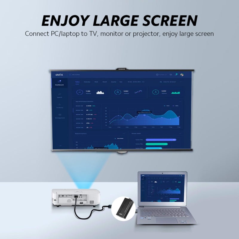 USB3.0 to HD Adapter: Black, 5Gbps High-Speed Transmission - 1080P Resolution Support Converter for PC, Laptop, TV, Monitor Projector Use - Image 4