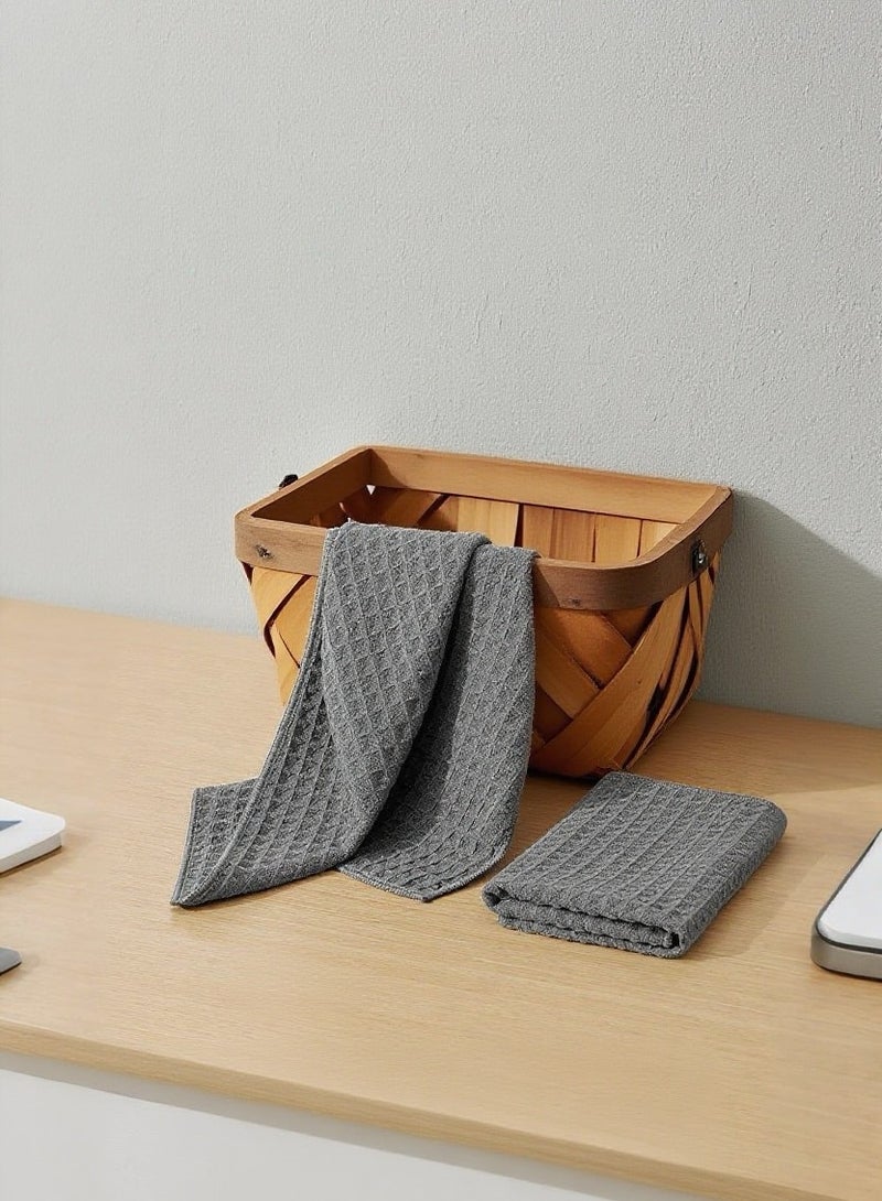 4 قطع من فوط التنظيف ذات نسيج الأناناس، 40x40 سم مناشف قطن كبيرة للمطبخ وطاولة القهوة، مع حلقة تعليق، رمادي غامق وأخضر فاتح - Image 2