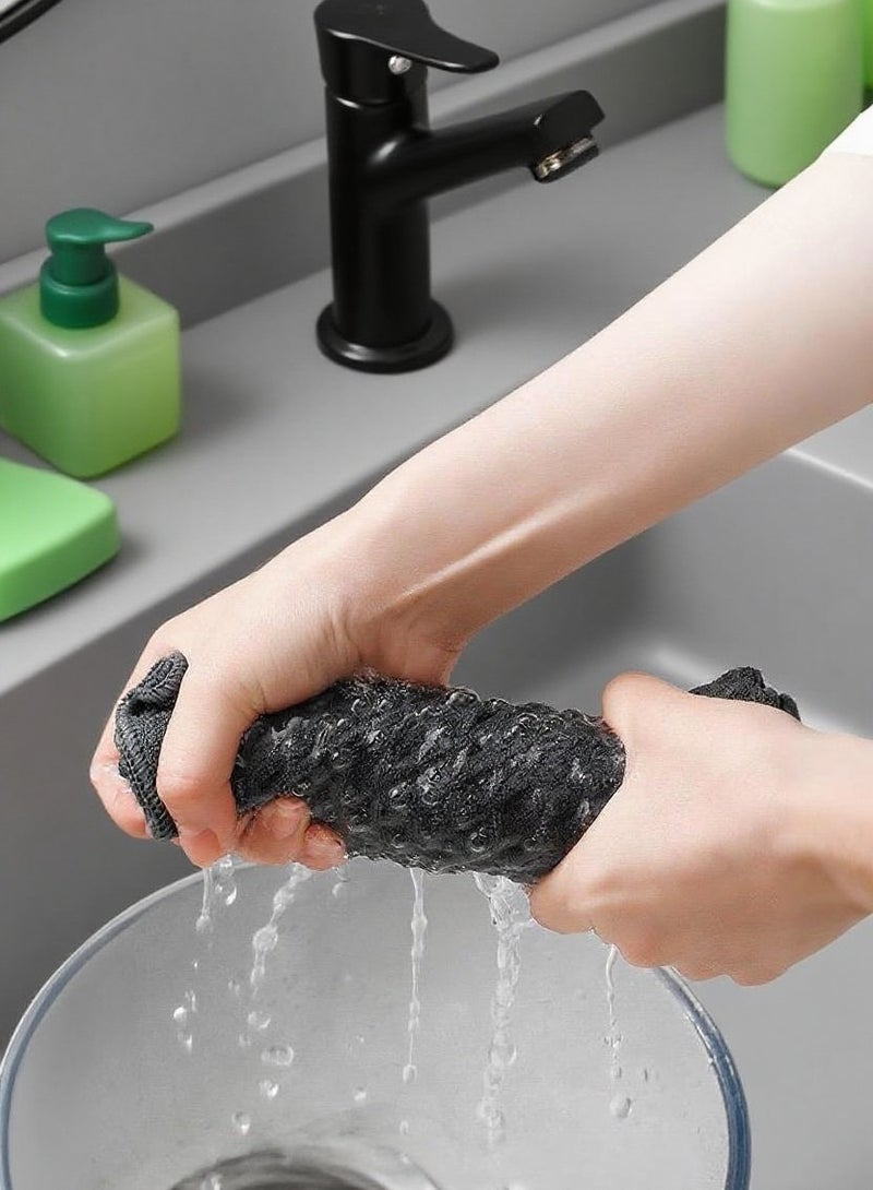 4 قطع من فوط التنظيف ذات نسيج الأناناس، 40x40 سم مناشف قطن كبيرة للمطبخ وطاولة القهوة، مع حلقة تعليق، رمادي غامق وأخضر فاتح - Image 3