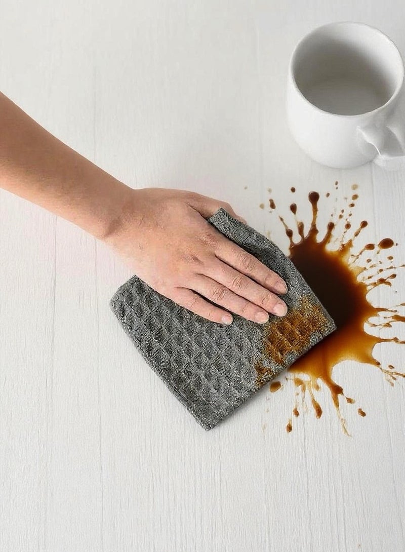 4 قطع من فوط التنظيف ذات نسيج الأناناس، 40x40 سم مناشف قطن كبيرة للمطبخ وطاولة القهوة، مع حلقة تعليق، رمادي غامق وأخضر فاتح - Image 4