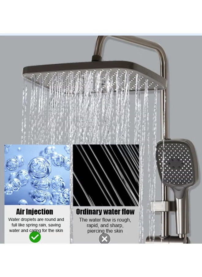 Generic Shower System Thermostatic, 4-Function Piano Key Wall-Mounted Shower Set, with 12" Shower Head, 3 Function Hand Shower, Bath Mixers and Bidet Sprayers Brass Body（Black）  - Image 5