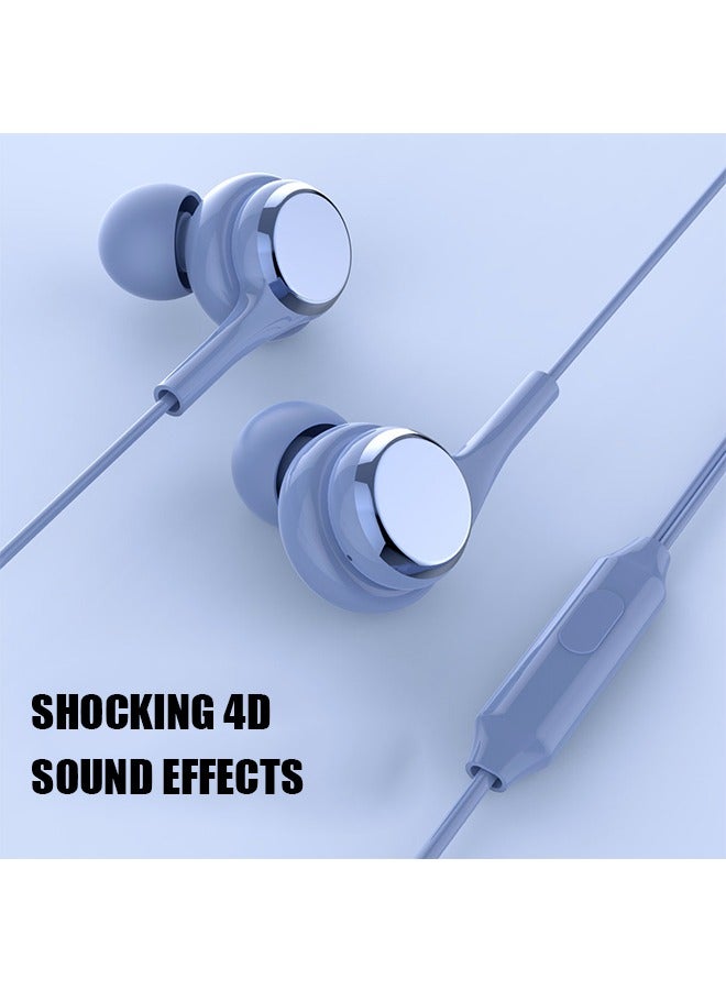 Subwoofer In Ear Headphones 3.5mm Round Hole Straight Zn Wired Headphones, Noise Isolating Earplugs Workout Headphones in Ear Earphones (Blue)  - Image 5