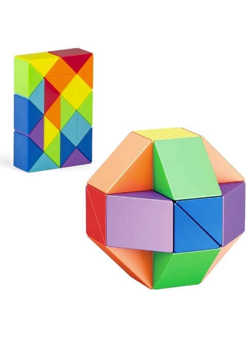 Magic Ruler Fidget Snake Cube Twist Puzzle Magic Snake Sensory Toys Collection Brain Teaser, Dice Fidget Toys for Kids Adults Teens(24 Sections: 42cm)