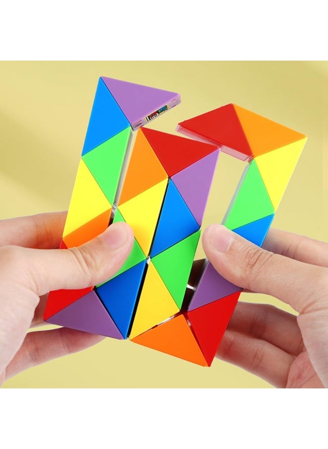 Magic Ruler Fidget Snake Cube Twist Puzzle Magic Snake Sensory Toys Collection Brain Teaser, Dice Fidget Toys for Kids Adults Teens(24 Sections: 42cm)
