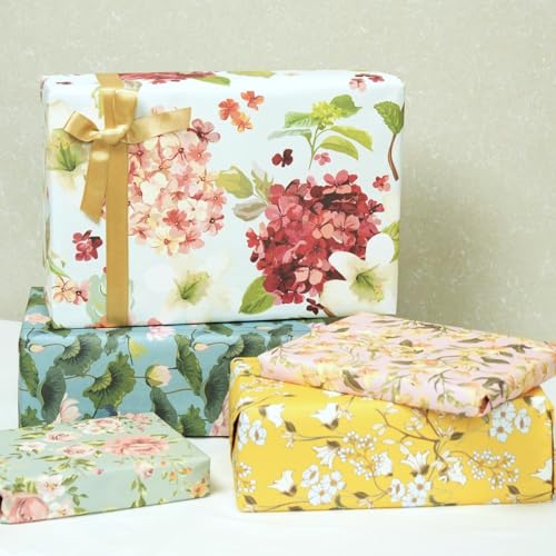 Aakar Pack of 5 Multicolor Floral Gift Wrapping Paper Sheets | 29 x 19 Inches | Matt Finish | 90 GSM Sheets | Ideal for Home Decor, Birthday, Wedding, Anniversary, Christmas & Festive Occasions - Image 3