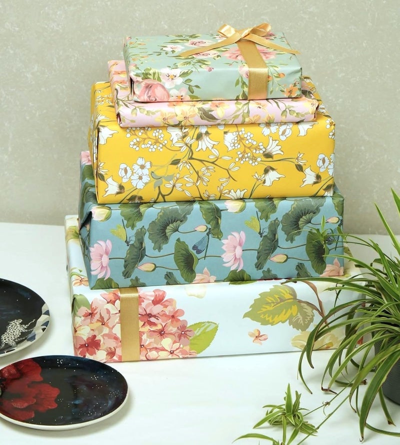 Aakar Pack of 5 Multicolor Floral Gift Wrapping Paper Sheets | 29 x 19 Inches | Matt Finish | 90 GSM Sheets | Ideal for Home Decor, Birthday, Wedding, Anniversary, Christmas & Festive Occasions - Image 4