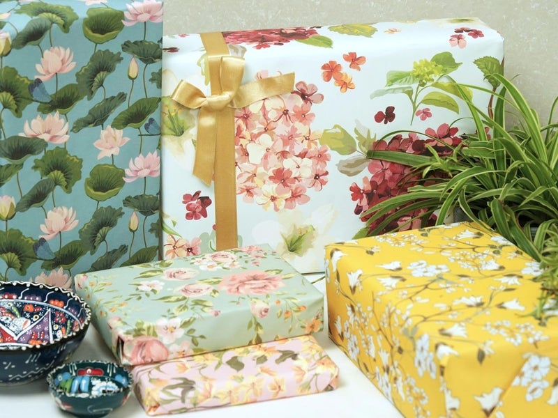 Aakar Pack of 5 Multicolor Floral Gift Wrapping Paper Sheets | 29 x 19 Inches | Matt Finish | 90 GSM Sheets | Ideal for Home Decor, Birthday, Wedding, Anniversary, Christmas & Festive Occasions - Image 5