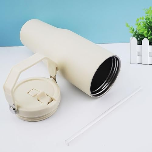 Tazanma 2 Pack 40 oz Tumbler Flip Straw Lid Replacement Fit for 40 oz Stanley Quencher, Leak Proof,Handle On Top,Reusable Tumbler Cover Compatible with 40oz Stanley Quencher (Cream White) - Image 5