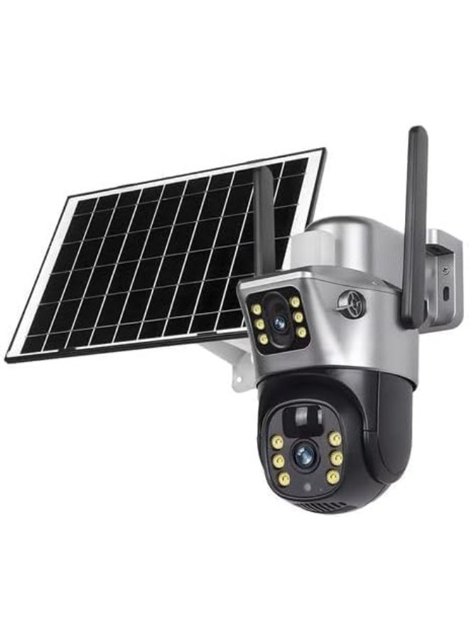 HD 8MP WiFi Dual Lens Solar Wireless CCTV Camera - Motion Detection, Auto Tracking, Dual Screen - Weatherproof Outdoor Security Camera - Easy Setup Night Cam - Image 1