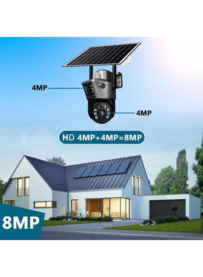 HD 8MP WiFi Dual Lens Solar Wireless CCTV Camera - Motion Detection, Auto Tracking, Dual Screen - Weatherproof Outdoor Security Camera - Easy Setup Night Cam - Image 5