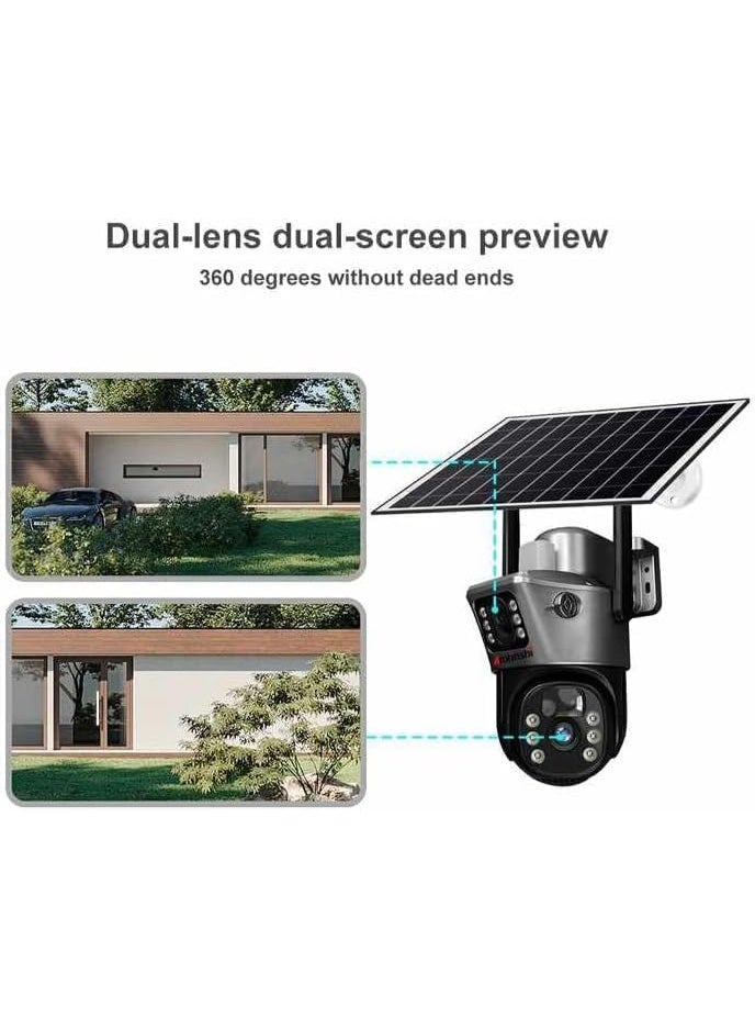 HD 8MP WiFi Dual Lens Solar Wireless CCTV Camera - Motion Detection, Auto Tracking, Dual Screen - Weatherproof Outdoor Security Camera - Easy Setup Night Cam - Image 4