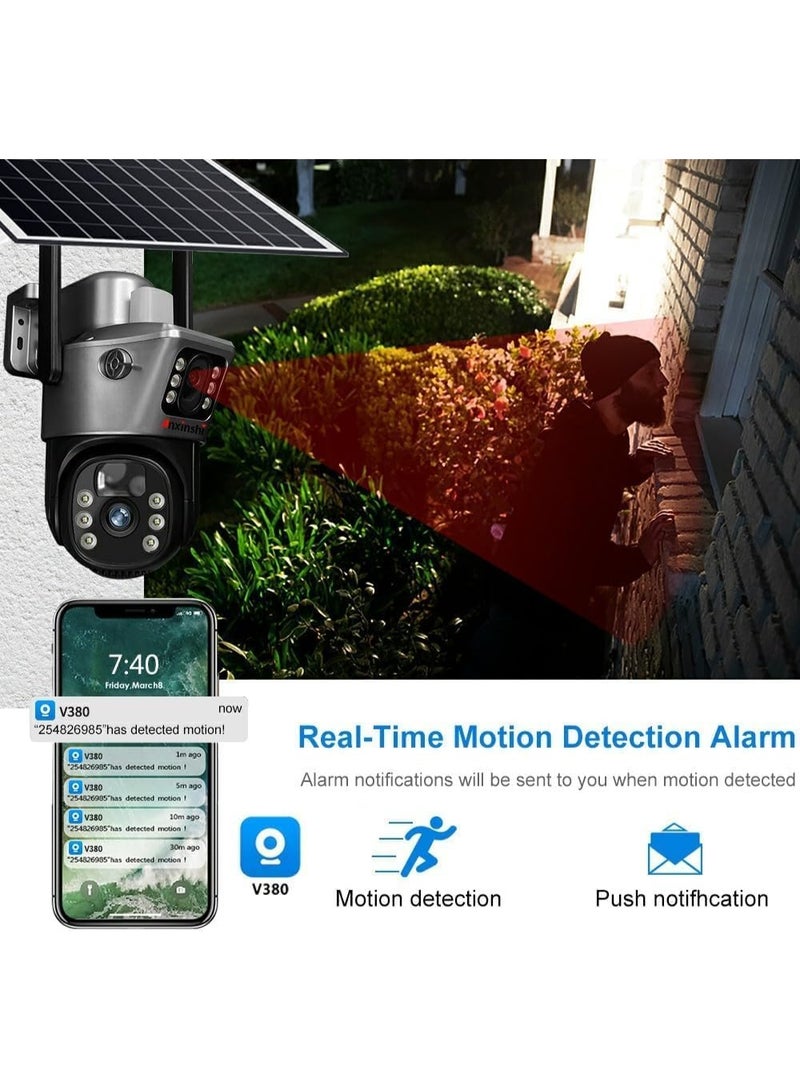 HD 8MP WiFi Dual Lens Solar Wireless CCTV Camera - Motion Detection, Auto Tracking, Dual Screen - Weatherproof Outdoor Security Camera - Easy Setup Night Cam - Image 3