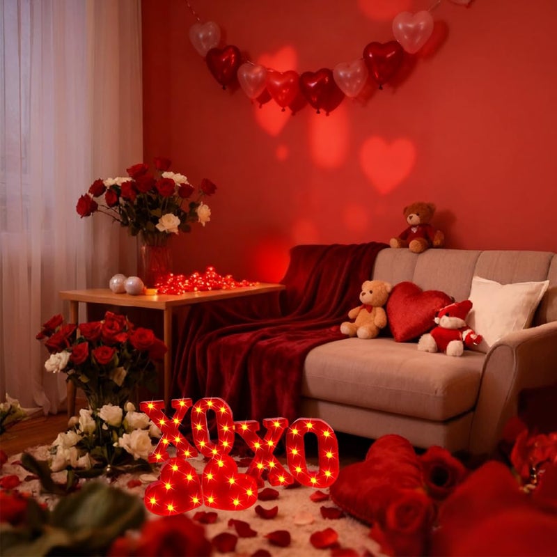 Seilvda Valentines Day XOXO Letters Decoration - 6Pcs Red Marquee Letter Lights with Heart Sign, LED Light up XOXO Letters for Valentines Day Window Table Home Bedroom Fireplace Indoor Decor, Battery Powered, 8.6'' - Image 5
