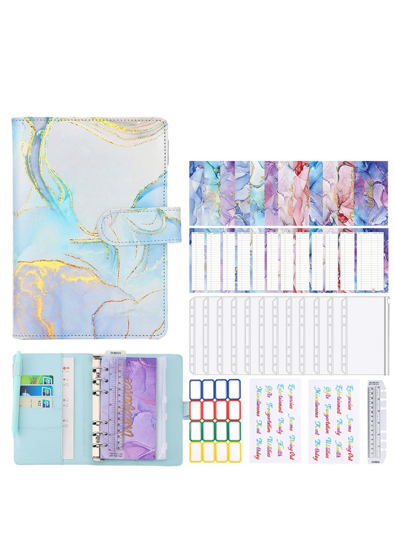 SYOSI A6 PU Leather Budget Binder Planner Budget Binder with Zipper Envelope Budget Binder with 12 Pieces Clear Zipper Envelope 12 Pieces Budget Sheet Cash Envelope for Budgeting Save Money  - Image 1